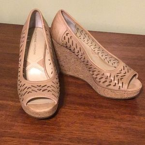 Nude wedge heels real leather